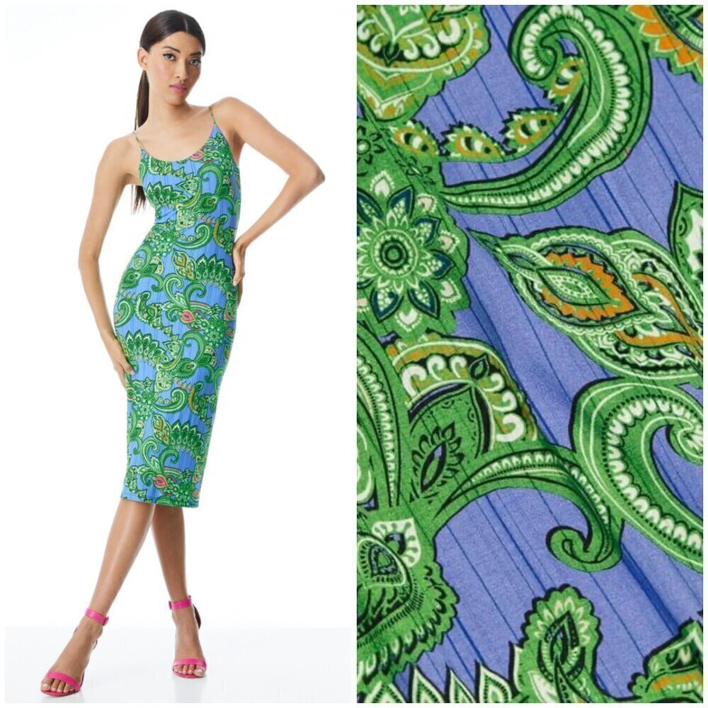 💕ALICE+OLIVIA💕 Delora Spaghetti Strap Midi Dress Spring Paisley Print 2 NWT
